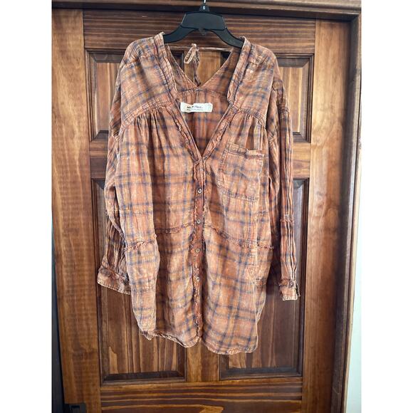 Free people One Of the boys oversized plaid button-down shirt - Picture 5 of 9